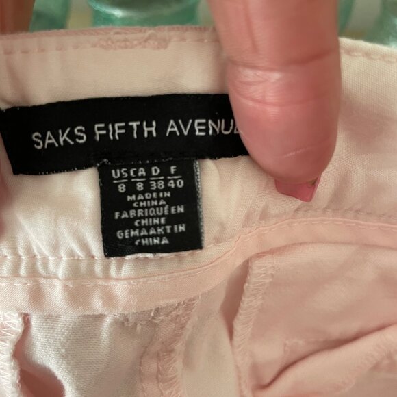 Saks Fifth Avenue Womens 5th Ave Ankle Pants Size 8 Pink Cotton Blend - Picture 6 of 6
